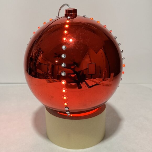 Large Red LED Christmas Ornament Ball 6" Hanging Motion Lights Battery Timer - Picture 9 of 12